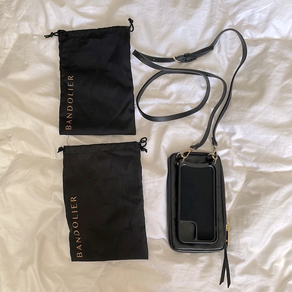 Bandolier Emma Pebble Leather Crossbody Phone Wallet & Expanded Pouch